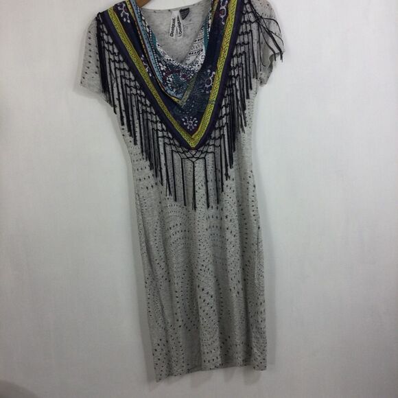 Desigual Womens Designer Lagenlook Bodycon Summer A-Line Dress Gray Size Medium - Picture 8 of 9